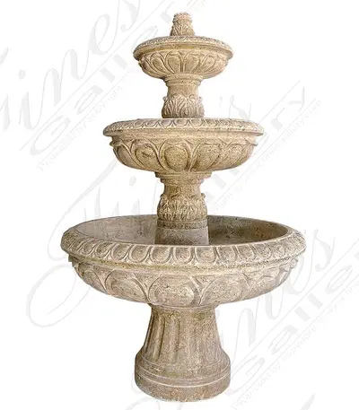 A Stately Three Tiered Fountain in Antique Gold Granite