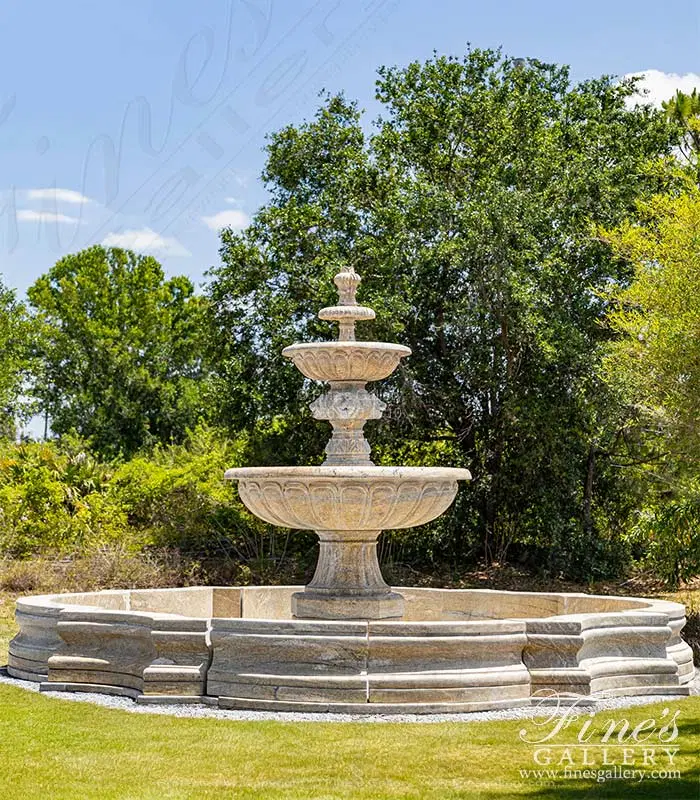 Outstanding Lion Themed Fountain in Antique Gold Granite