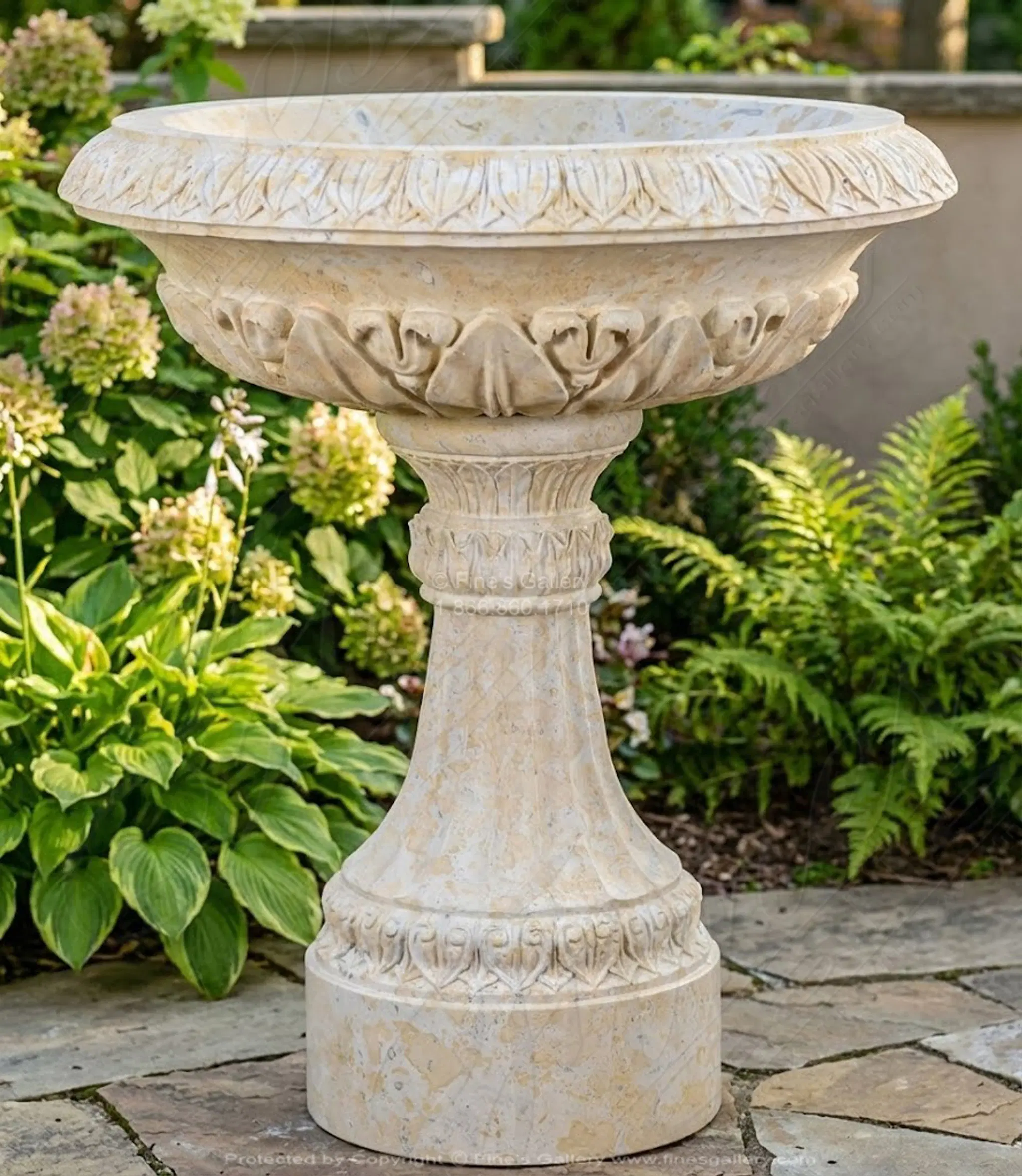 Single Tiered Fountain in Limestone