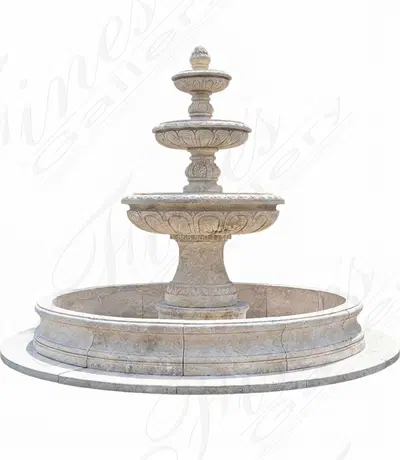 Tiered Fountain in Classic Light Travertine