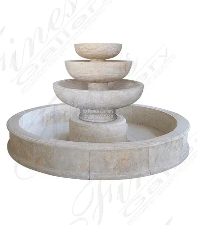 A Contemporary Fountain in Classic Light Travertine