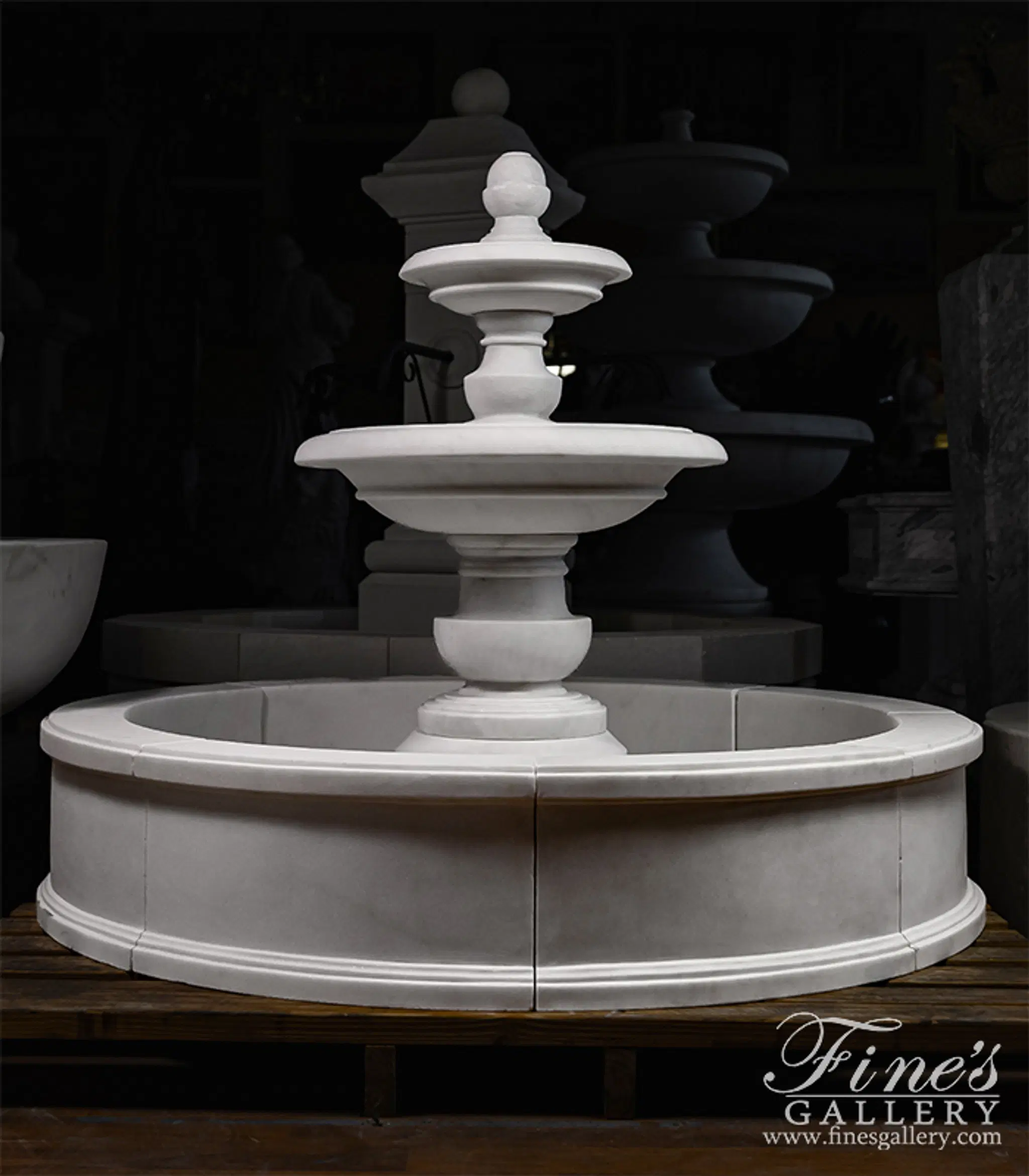 Contemporary Classic Fountain in Statuary Marble — Model MF-2373 — Hand-Crafted by Fine's Gallery