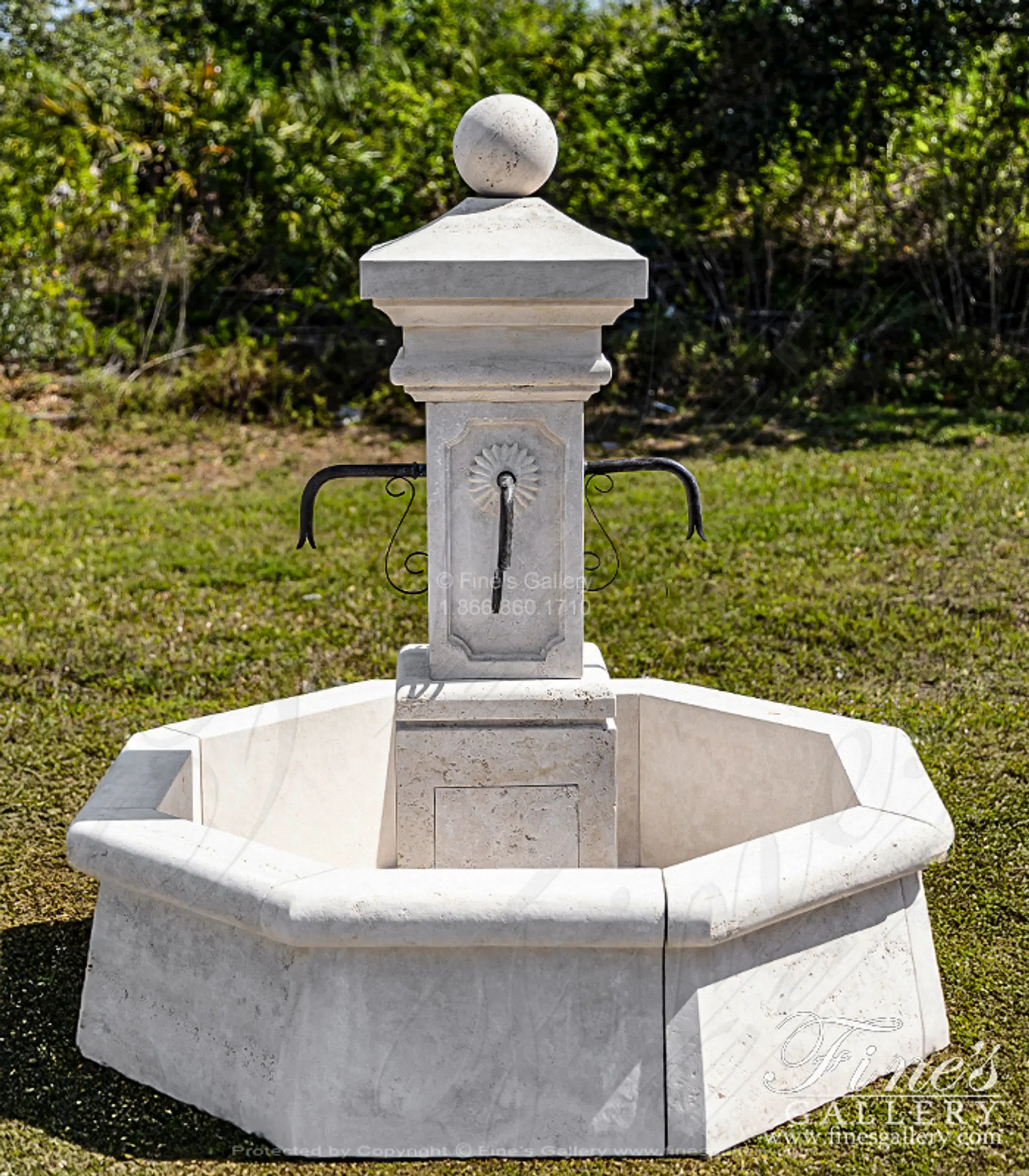 Old World Fountain in Italian Roman Travertine