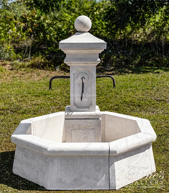 Old World Fountain in Italian Roman Travertine