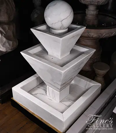 A Contemporary Fountain in White Marble