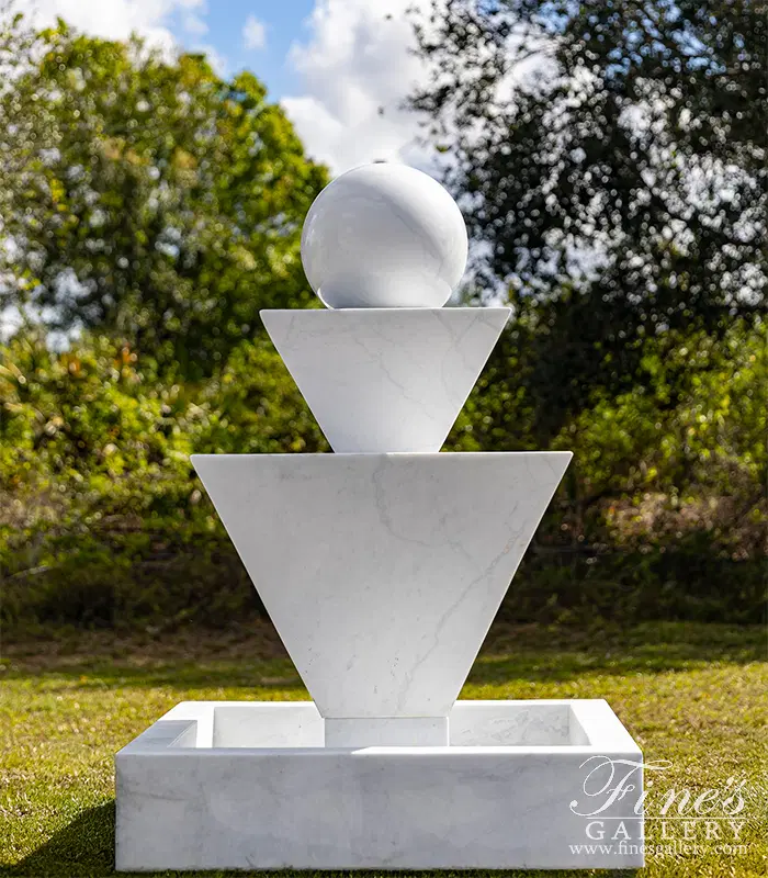 Classic Contemporary Fountain in White Marble