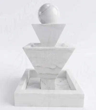 A Contemporary Fountain in White Marble