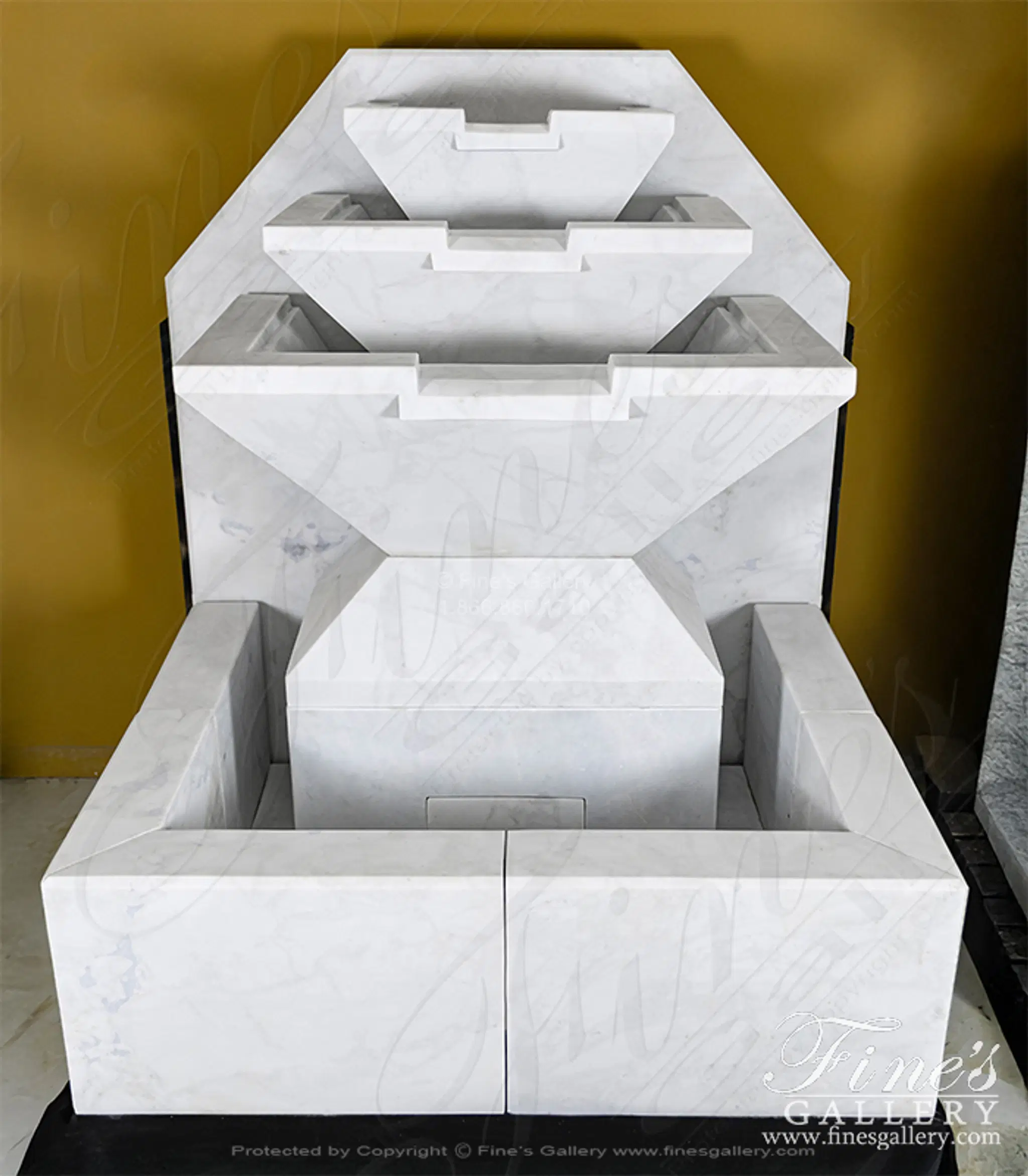 Clean Coastal Wall Fountain in White Marble