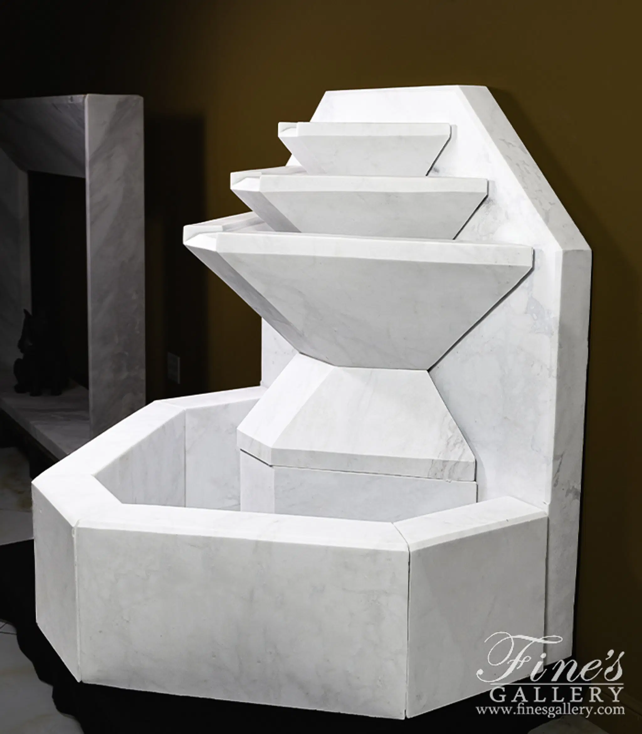 A Modern Wall Fountain In White Marble — Model MF-2391 — detail view 1