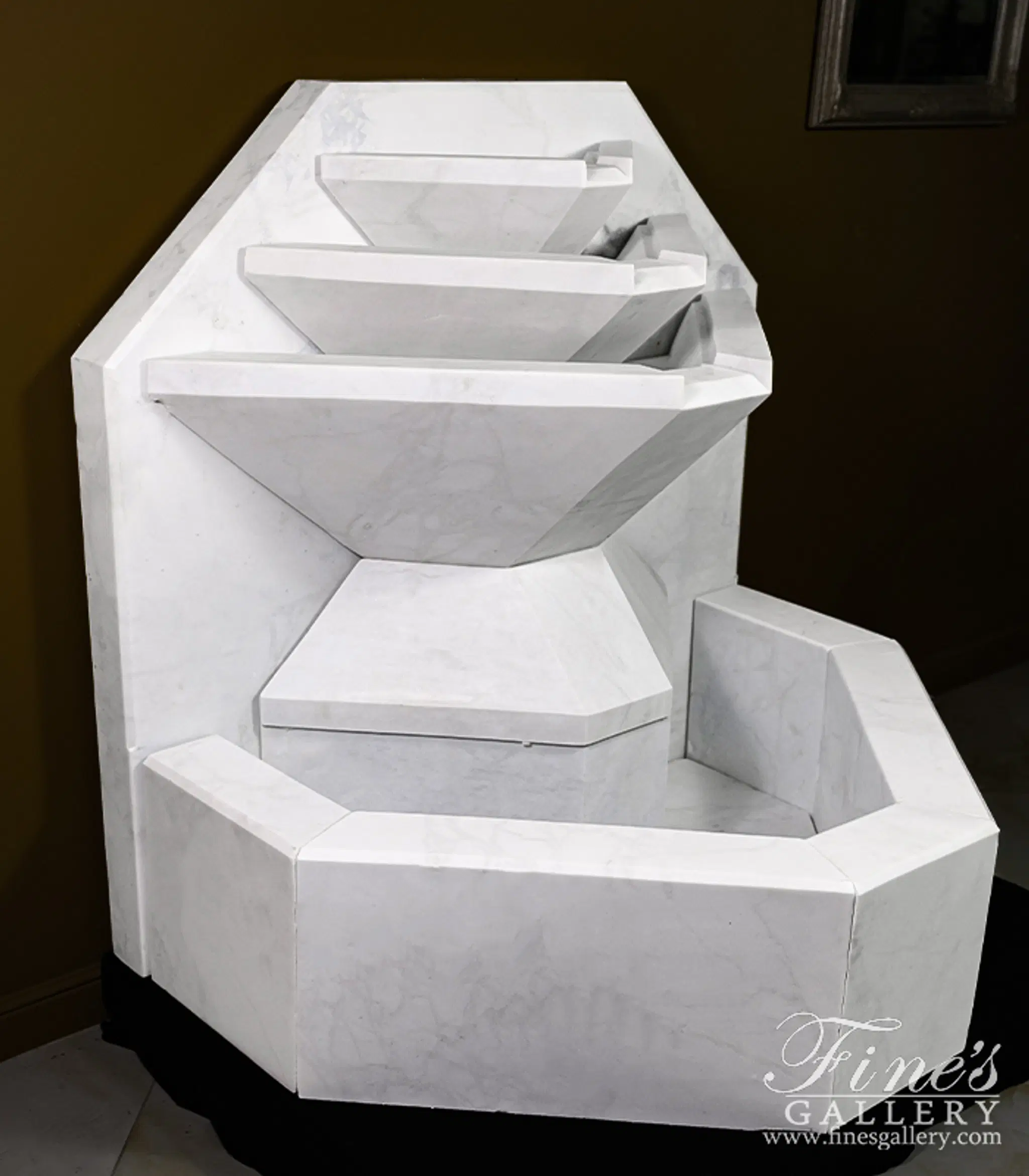 A Modern Wall Fountain In White Marble — Model MF-2391 — detail view 2