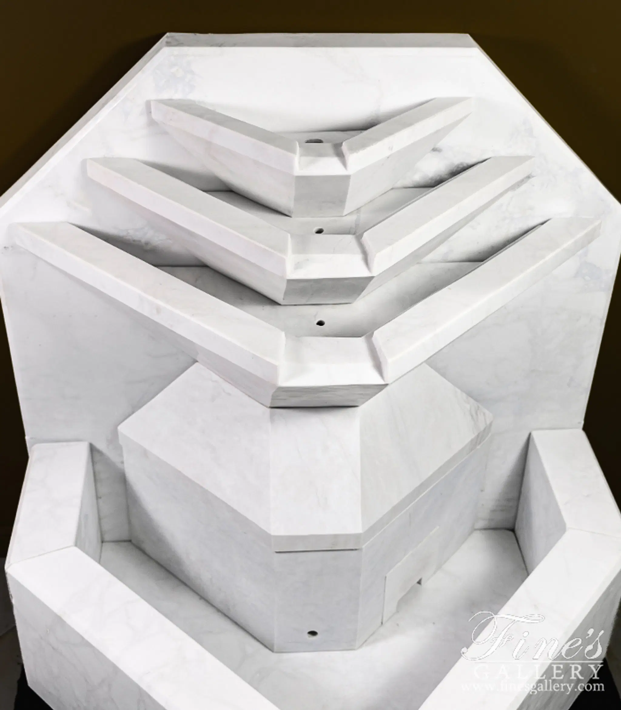 A Modern Wall Fountain In White Marble — Model MF-2391 — detail view 4