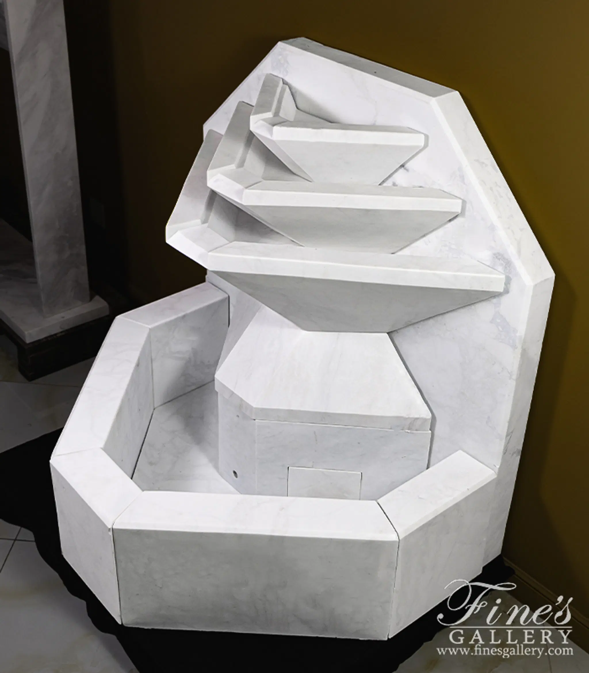 A Modern Wall Fountain In White Marble — Model MF-2391 — detail view 5