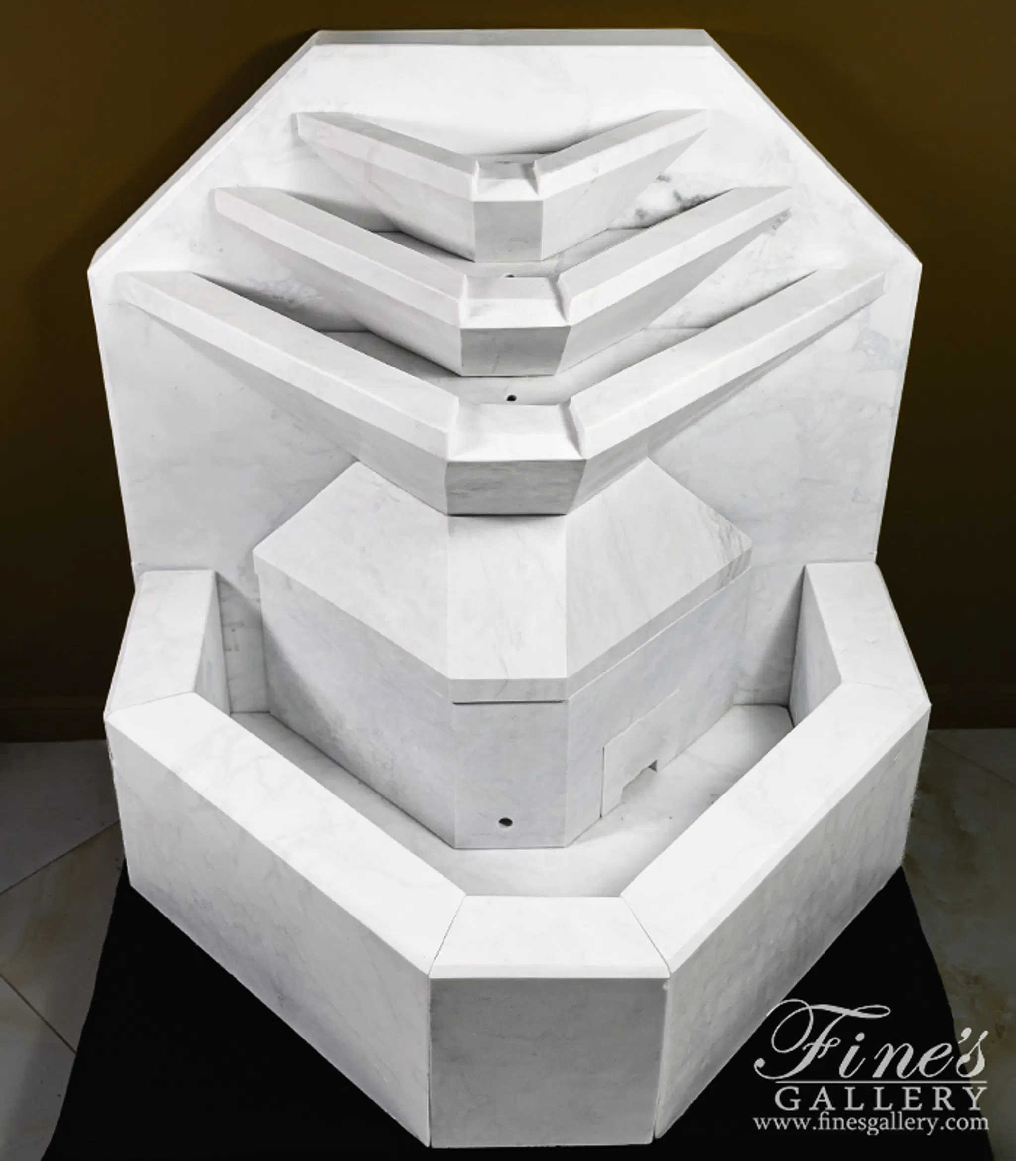 A Modern Wall Fountain In White Marble — Model MF-2391 — Hand-Crafted by Fine's Gallery