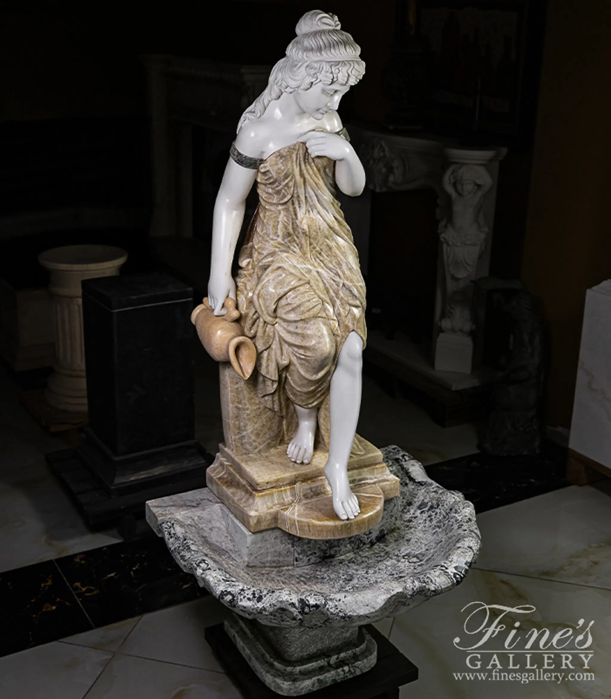 Victorian Lady Marble Fountain — Model MF-2403 — detail view 2