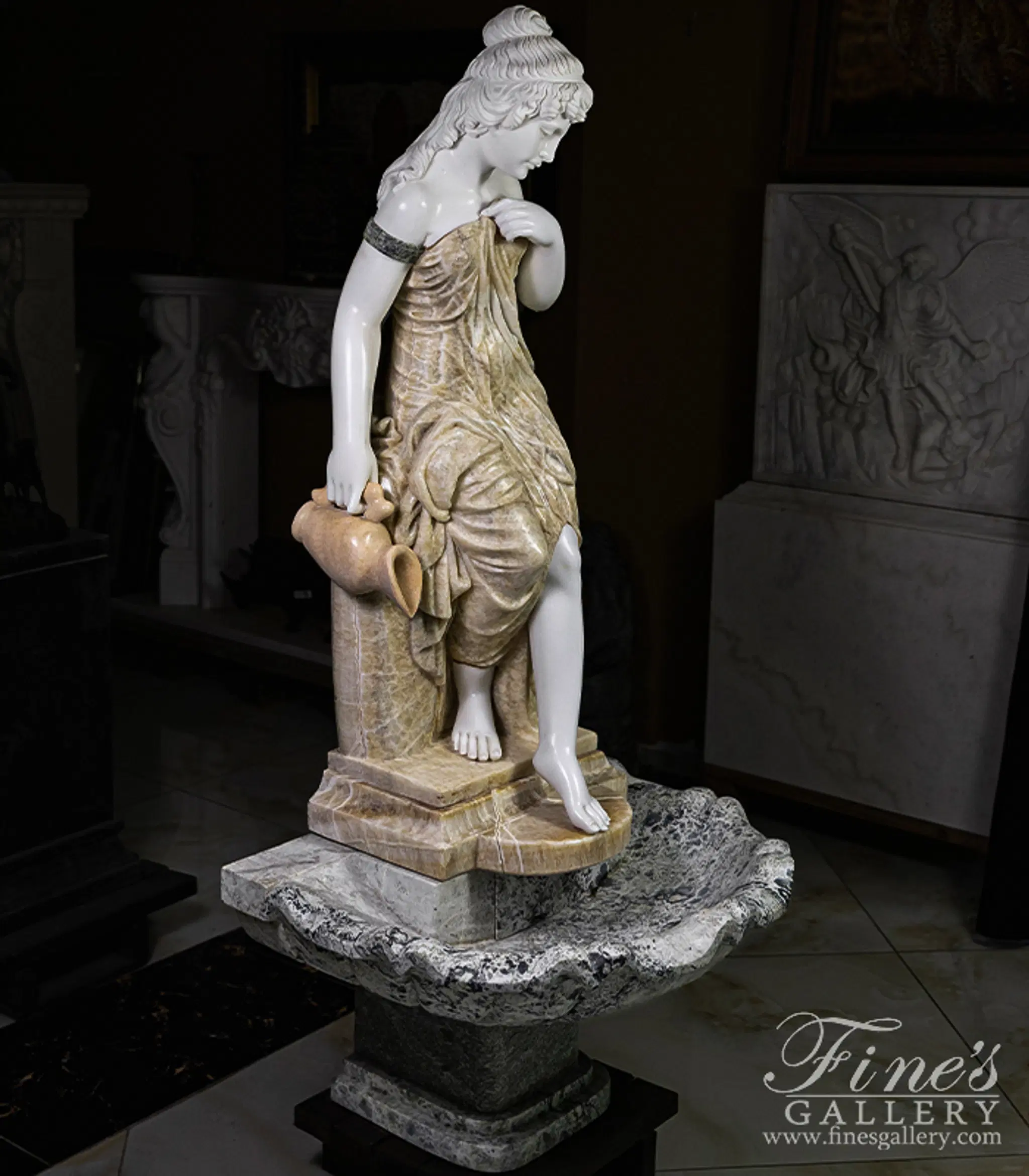 Victorian Lady Marble Fountain — Model MF-2403 — detail view 3