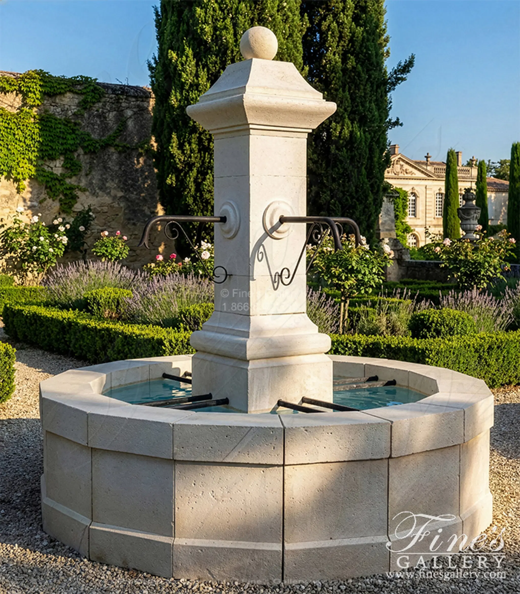 Old World Fountain in French Limestone