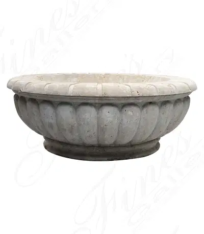 Scalloped Catch Basin in Classic Light Travertine
