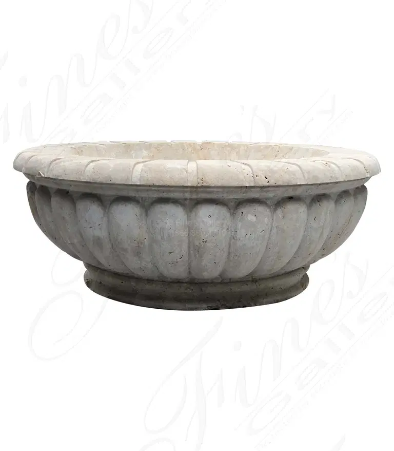 Scalloped Catch Basin in Classic Light Travertine