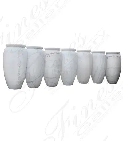 Set of 6 Statuary White Marble Fountains