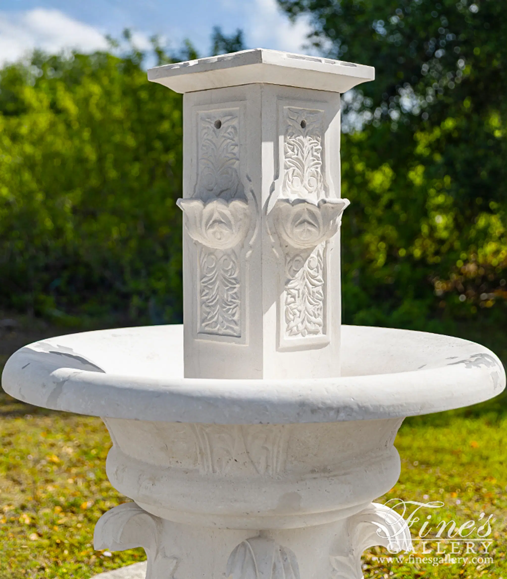 Acanthus Themed Fountain in Limestone — Model MF-2416 — detail view 1