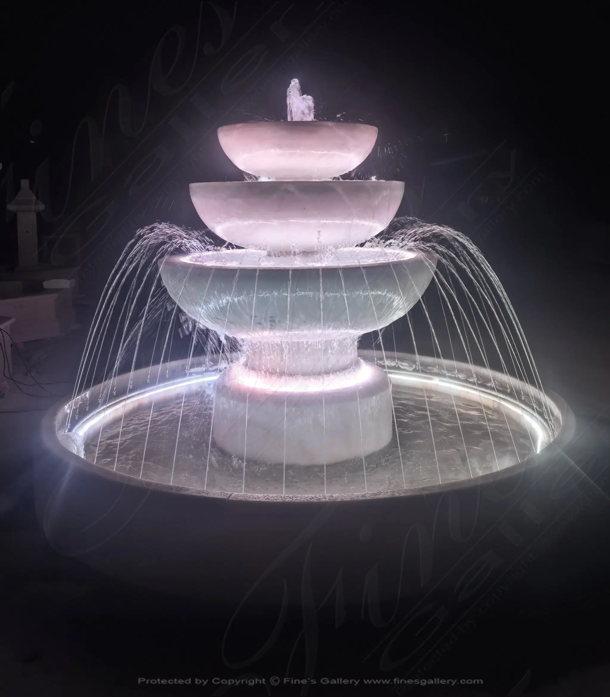 Simplistic Three Tiered Fountain in Statuary Marble