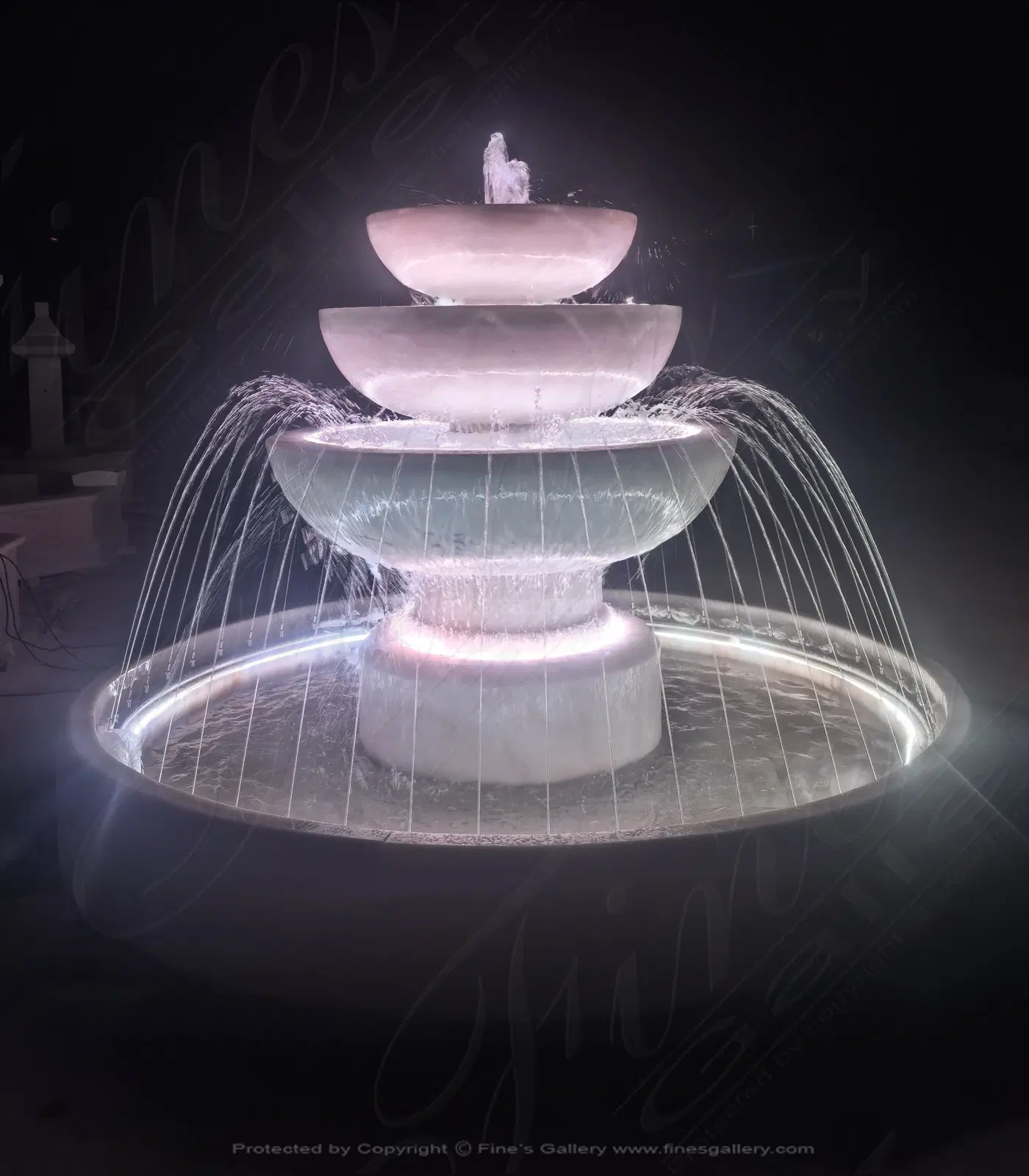 Simplistic Three Tiered Fountain in Statuary Marble — Model MF-2422 — product video