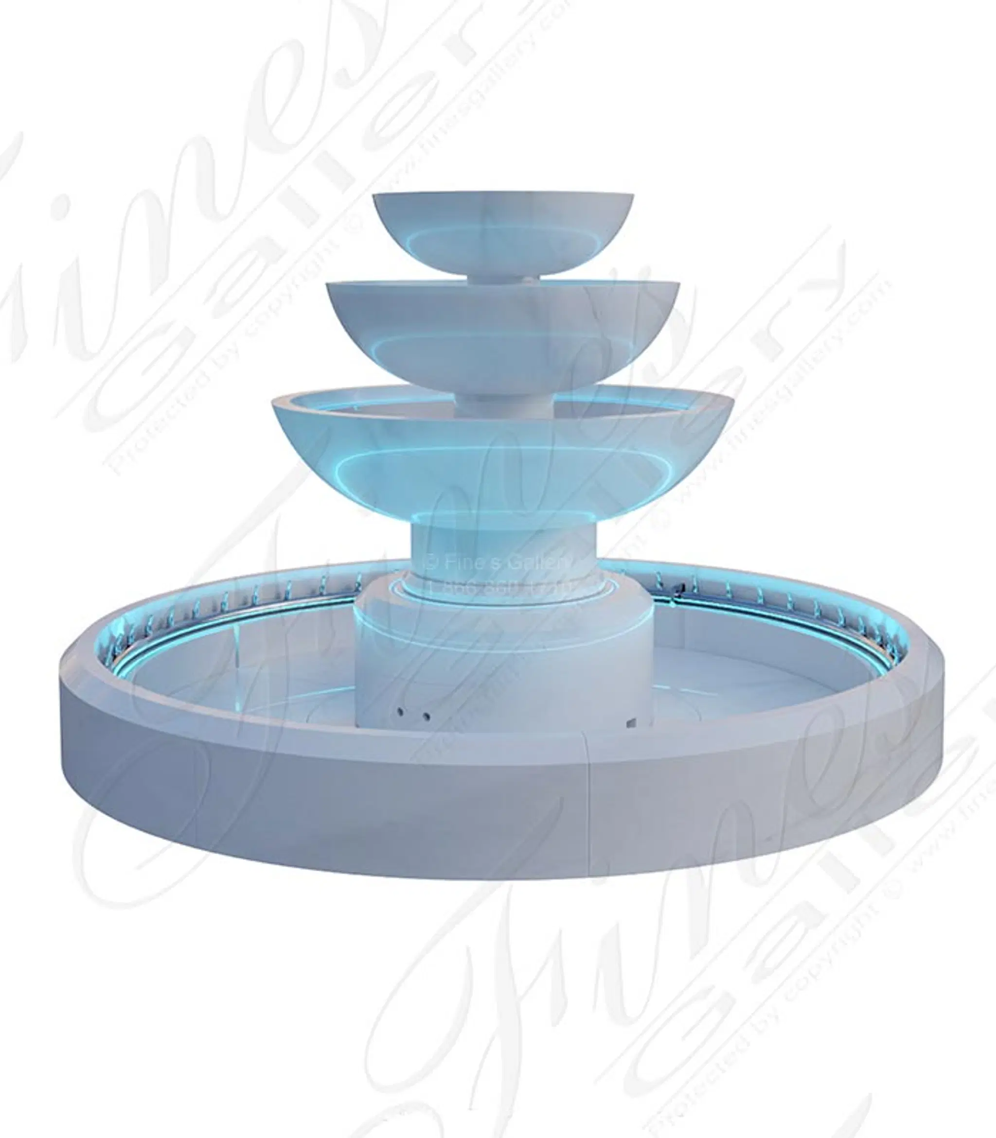 Simplistic Three Tiered Fountain in Statuary Marble