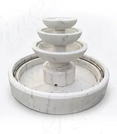 Simplistic Three Tiered Fountain in Statuary Marble