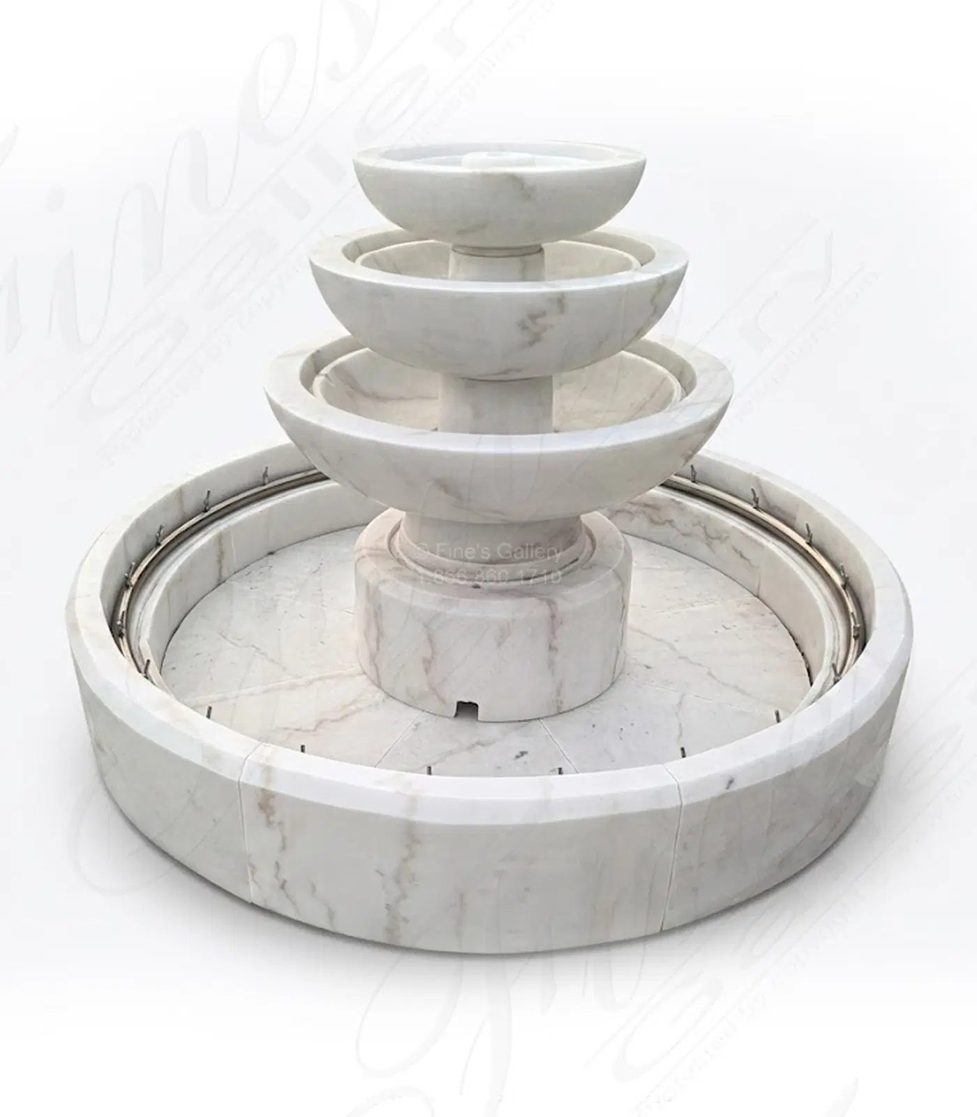Simplistic Three Tiered Fountain in Statuary Marble — Model MF-2422 — product video