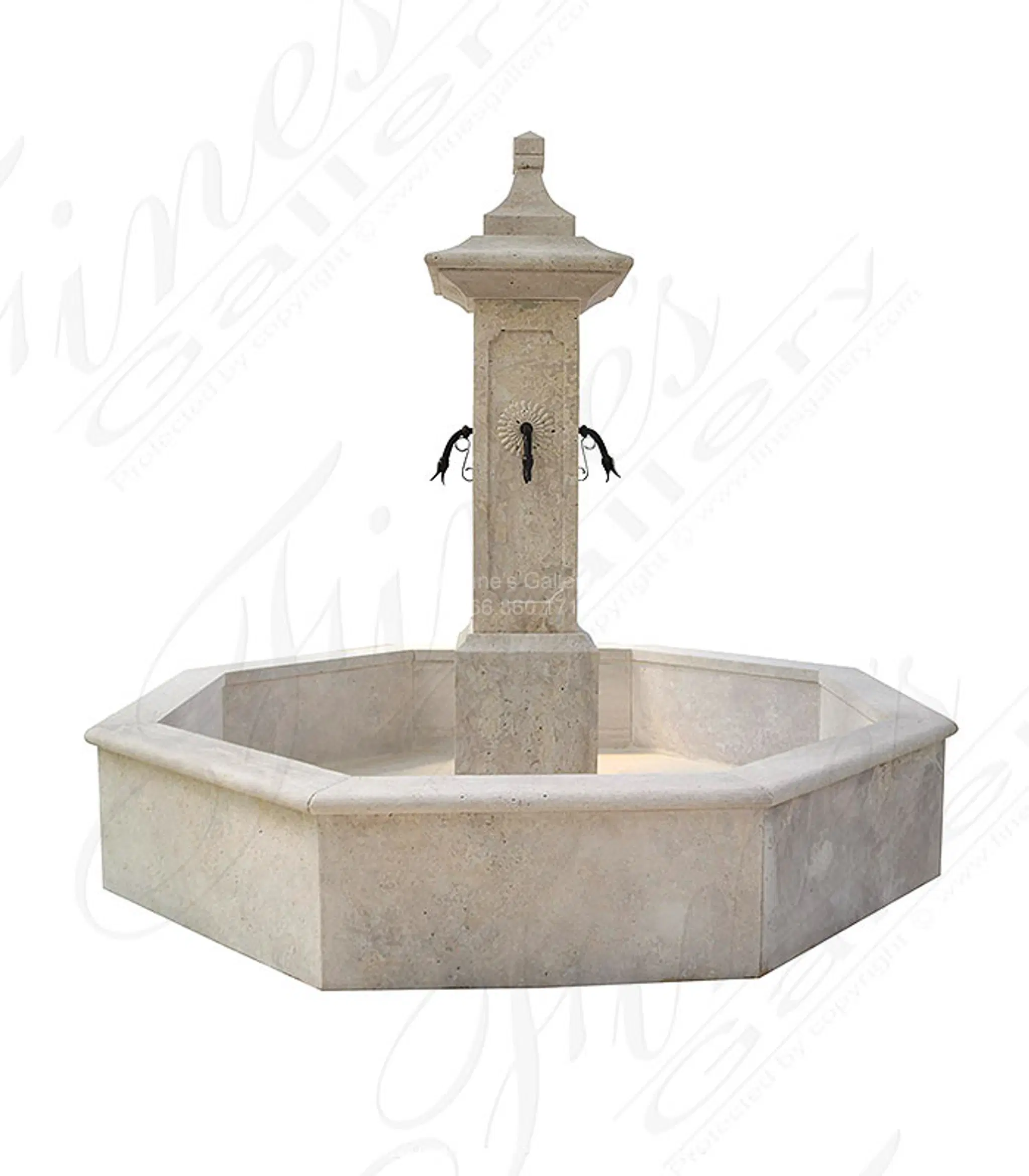 96" Tall French Country Fountain in Classic Light Travertine