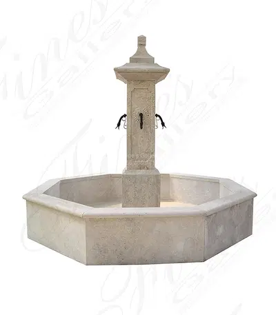 96" Tall French Country Fountain in Classic Light Travertine