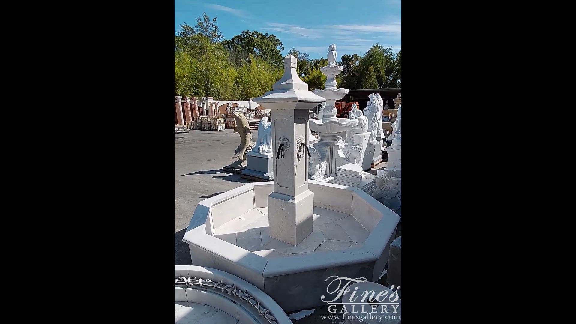 96" Tall French Country Fountain in Classic Light Travertine — Model MF-2423 — product video