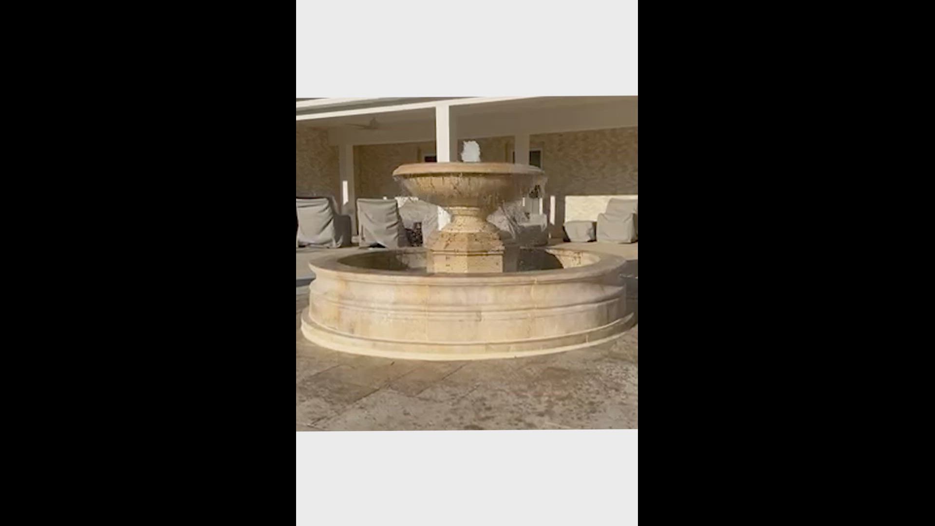 96" Dia - One Tiered Fountain in "Classic Light Travertine" — Model MF-2430 — product video