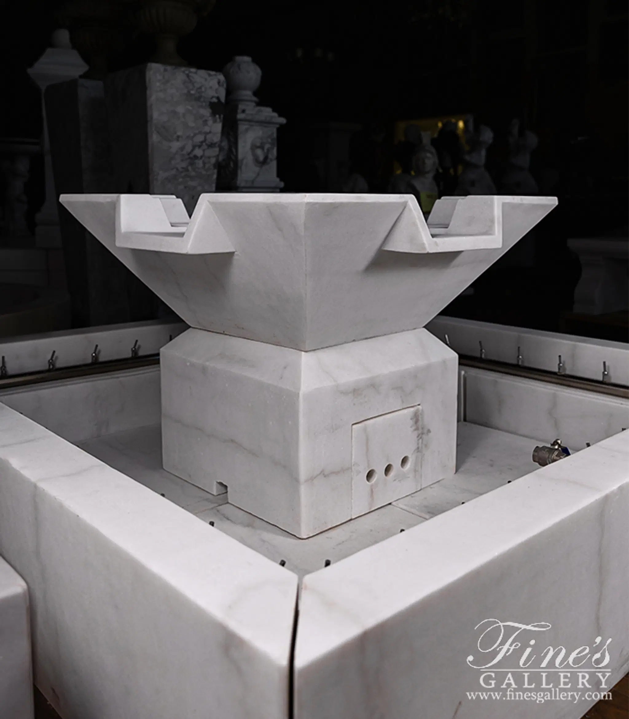 Contemporary Coastal Fountain in Statuary Marble — Model MF-2432 — detail view 5