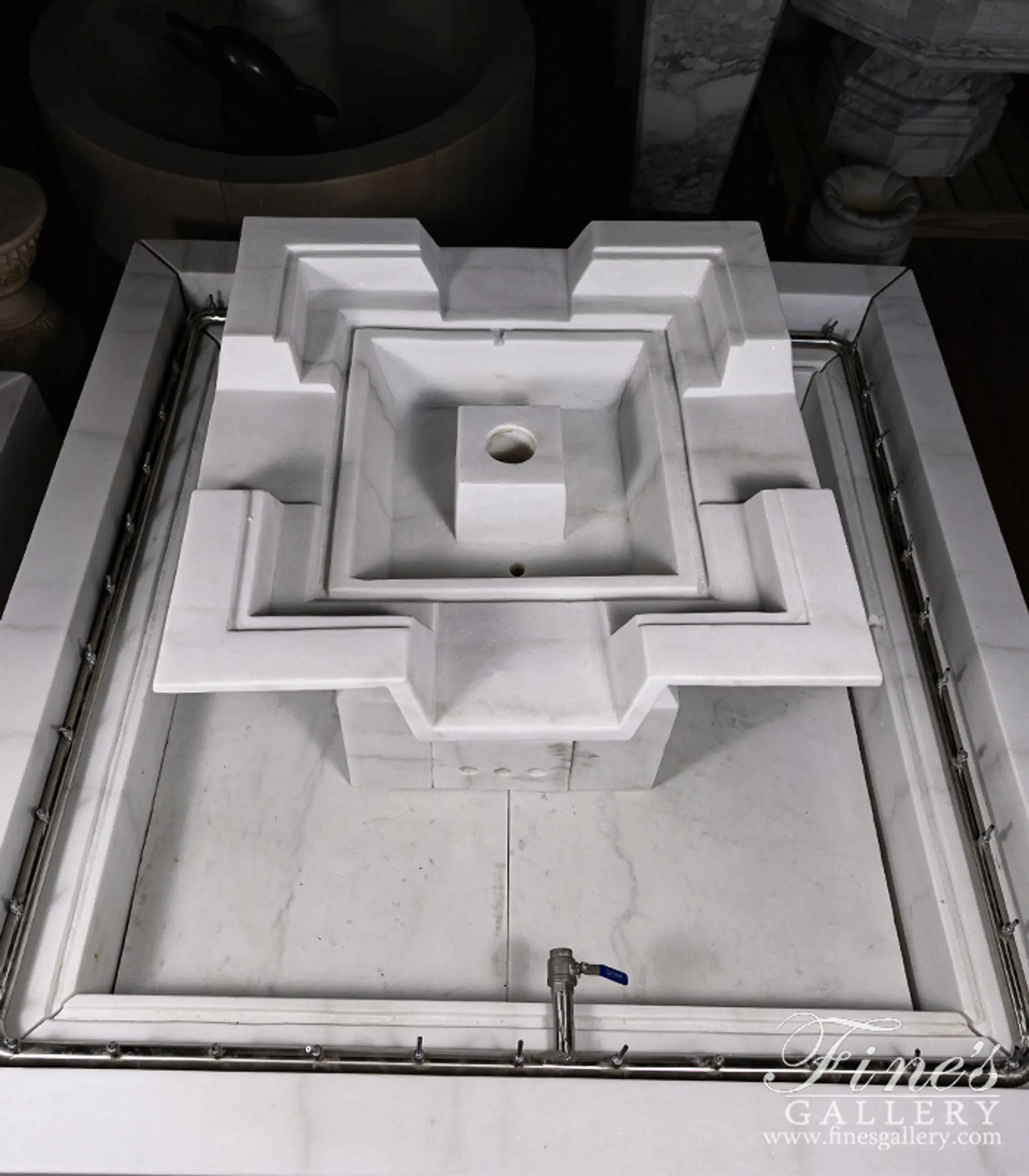 Contemporary Coastal Fountain in Statuary Marble — Model MF-2432 — detail view 6