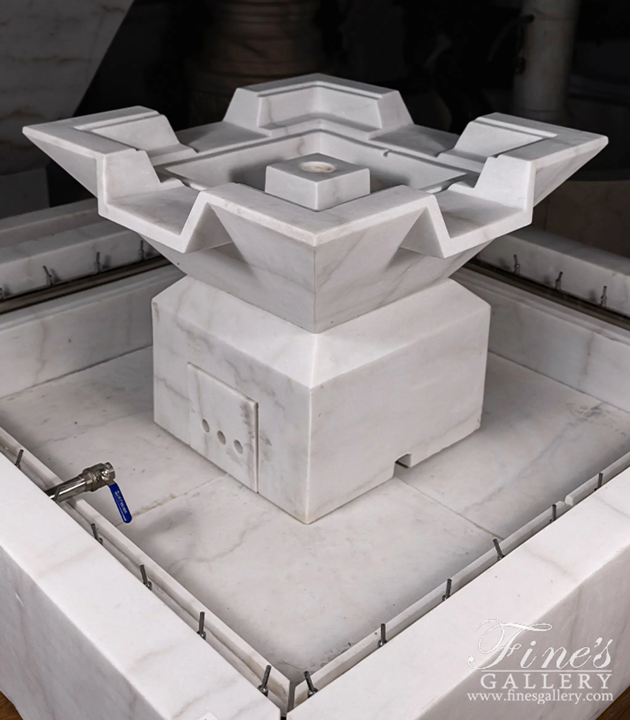Contemporary Coastal Fountain in Statuary Marble — Model MF-2432 — detail view 3