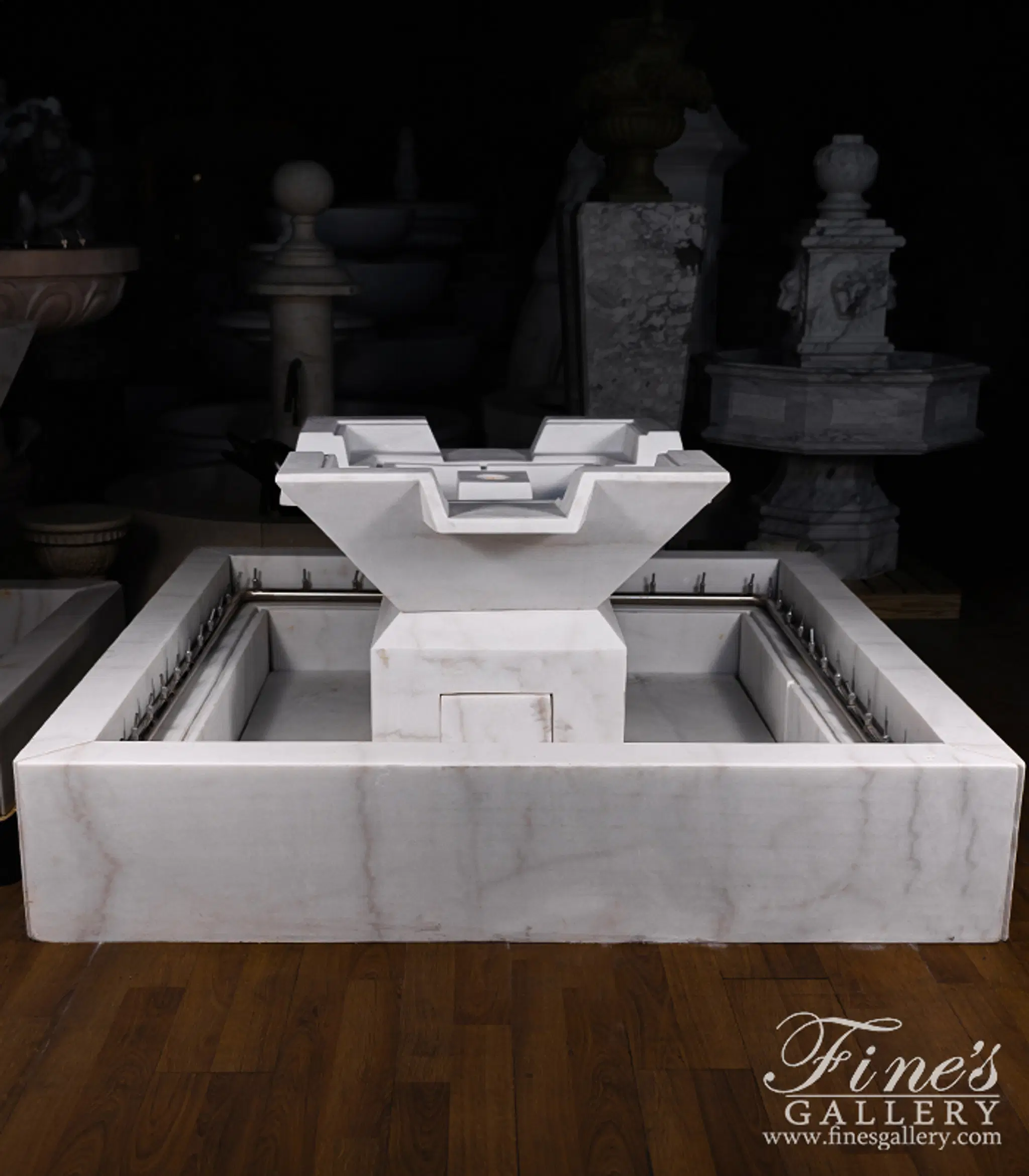 Contemporary Coastal Fountain in Statuary Marble — Model MF-2432 — detail view 4