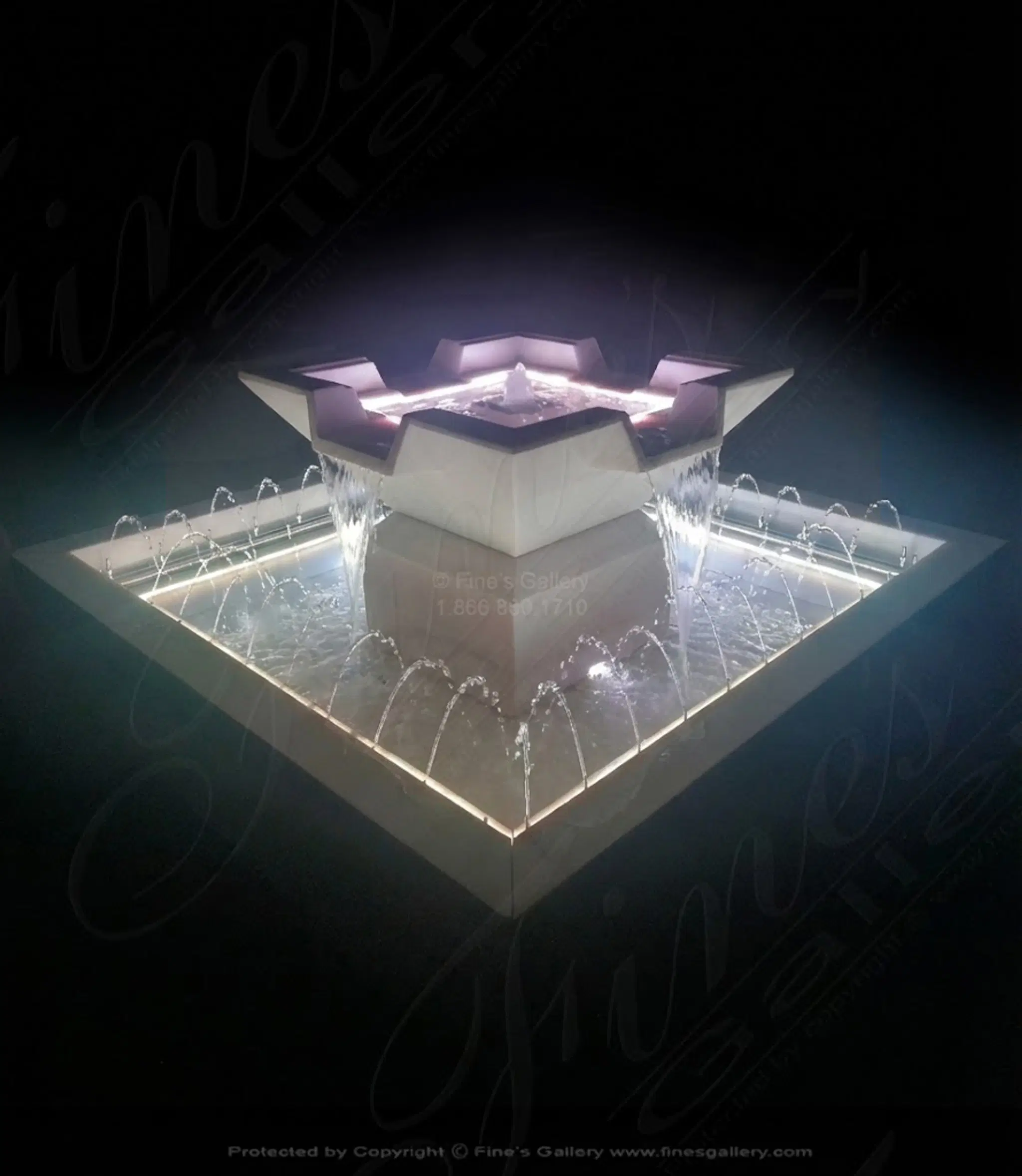 Contemporary Coastal Fountain in Statuary Marble