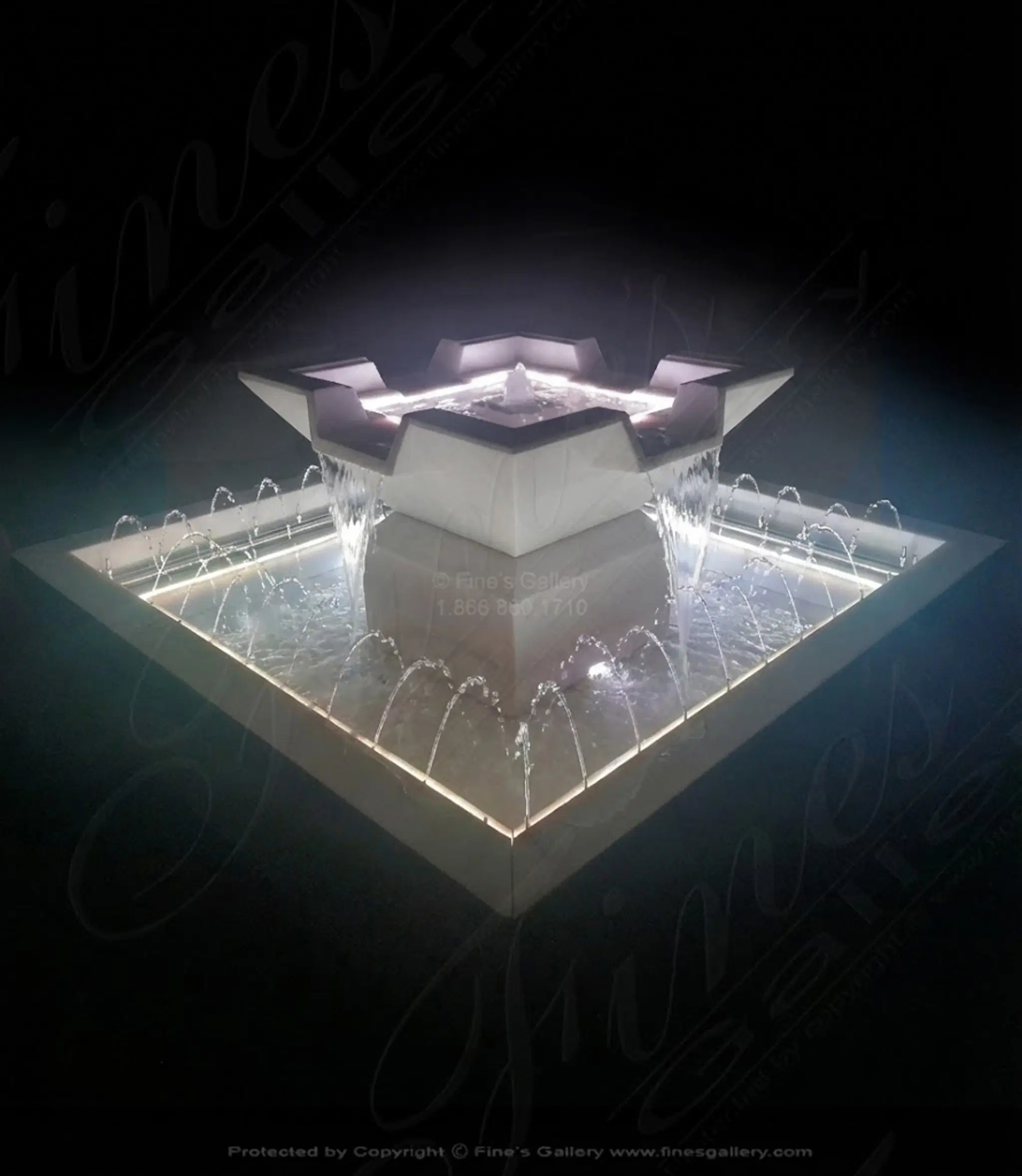 Contemporary Coastal Fountain in Statuary Marble