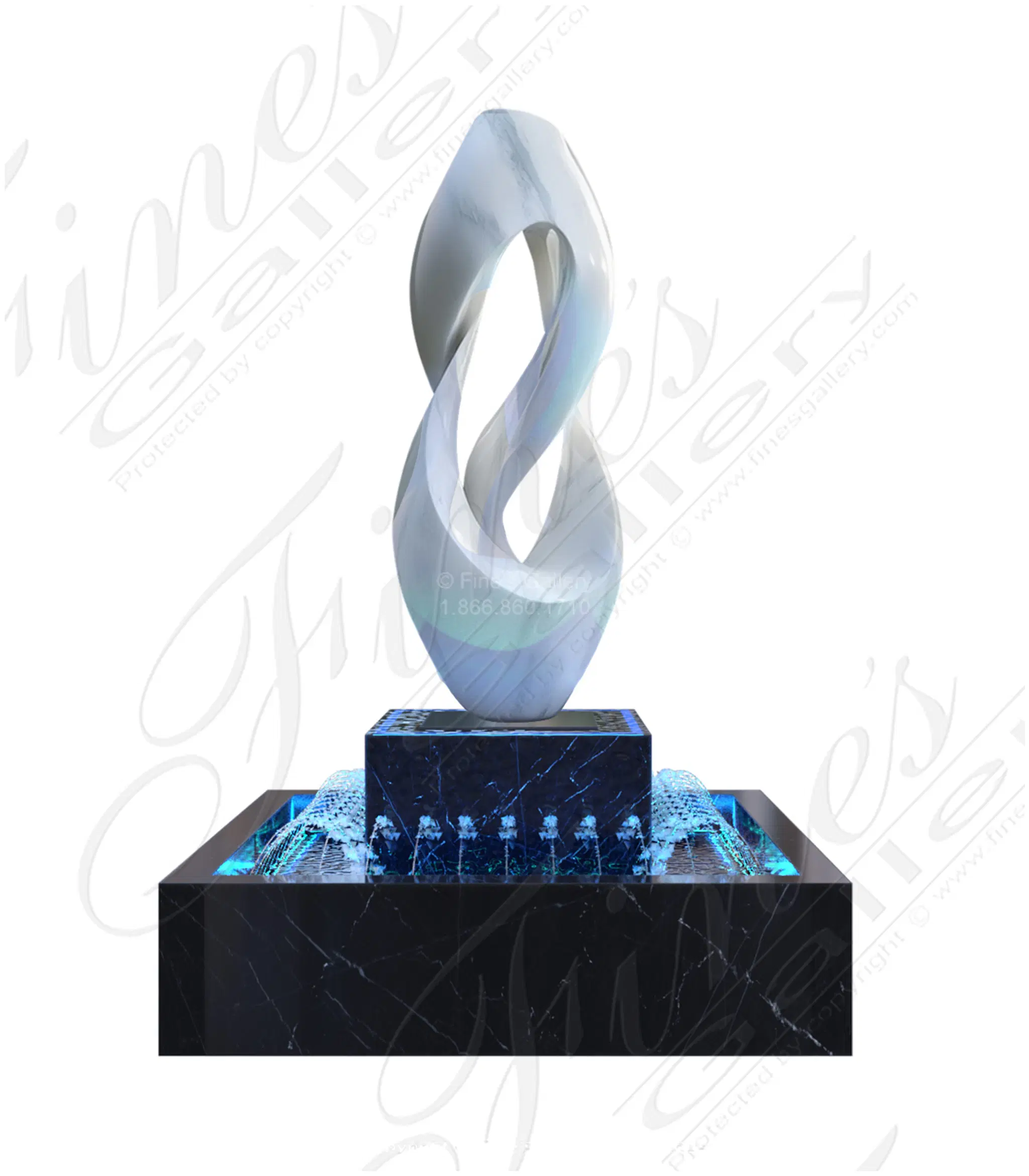 Exquisite Modern Fountain in Black and White Marble