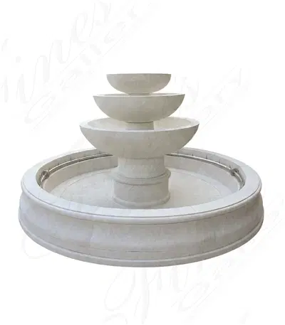 Coastal Contemporary Italian Boticcino Marble Fountain 