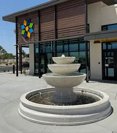 Coastal Contemporary Marble Fountain in Commercial Setting