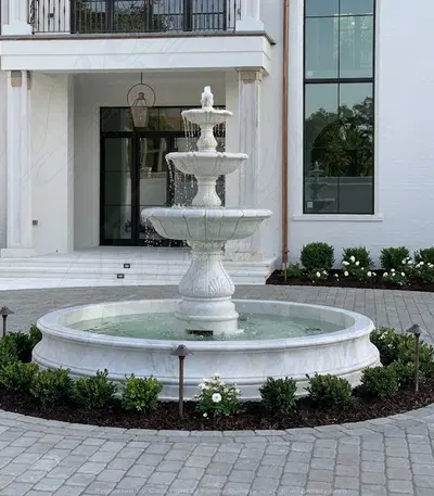 10' x 8' Three Tiered Statuary Marble Fountain