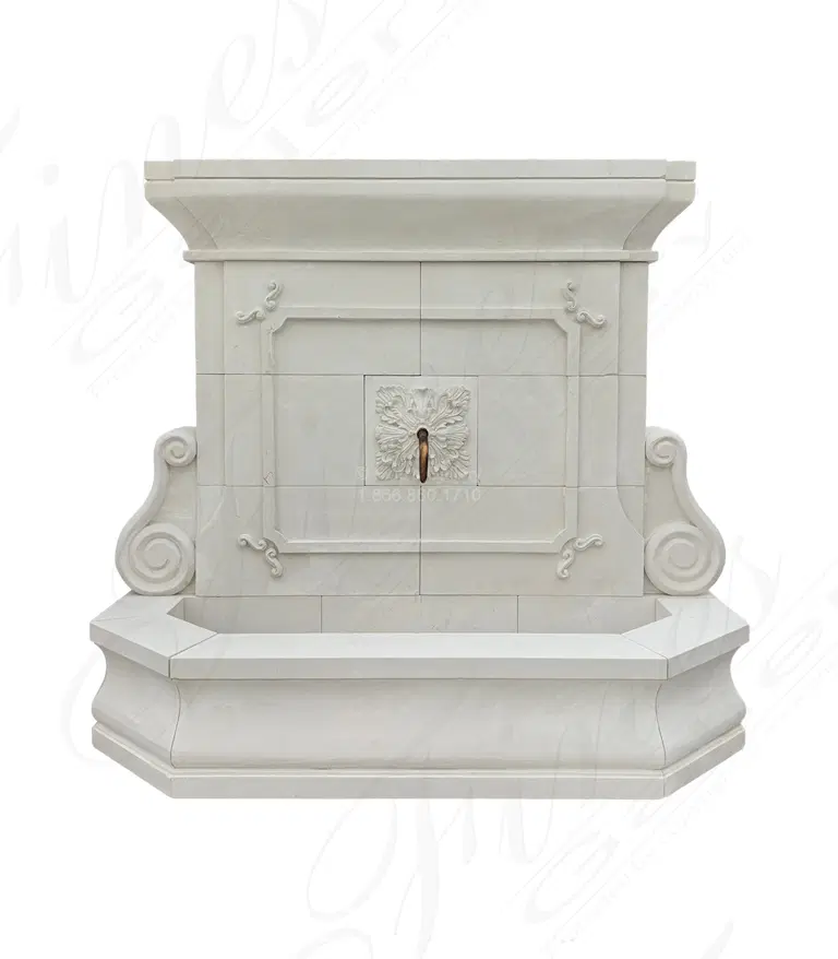 Wall Fountain with Classical Shell Motif in Vrasta Limestone