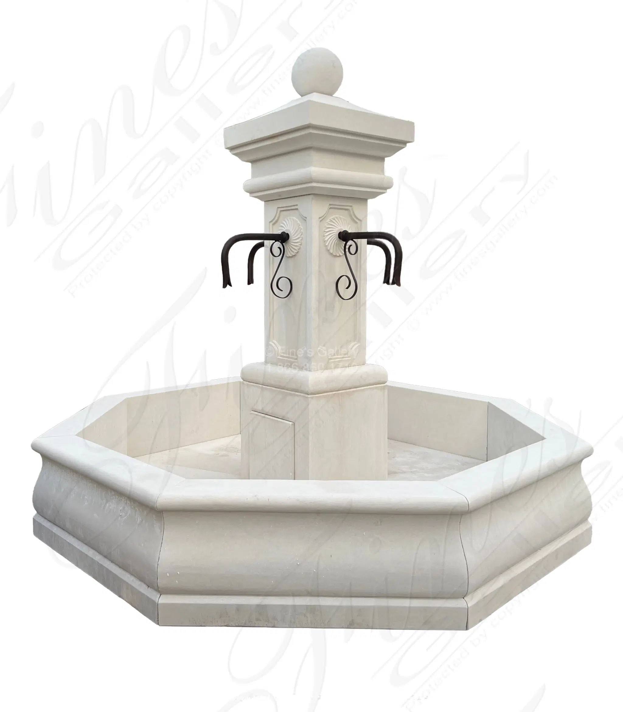 Countryside Fountain In Bulgarian Vratza Limestone — Model MF-2462 — Hand-Crafted by Fine's Gallery