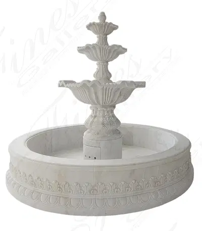 Bespoke Tiered Fountain in Statuary White Marble