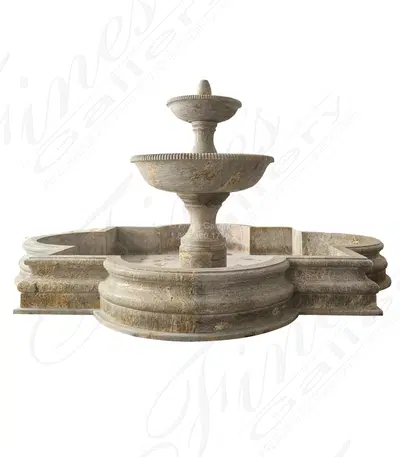 Contemporary Quatrefoil Fountain in Antique Griggio Granite