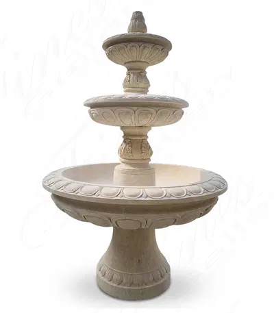 Classic Three Tiered Fountain in Galala Limestone
