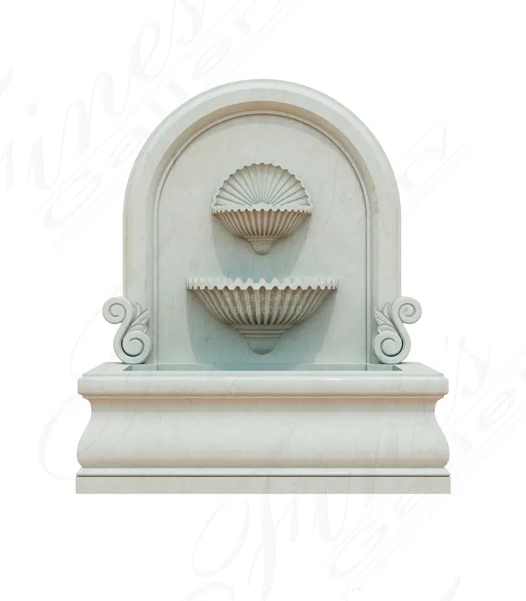 Arched Shell Motif Wall Fountain in Vratza Limestone