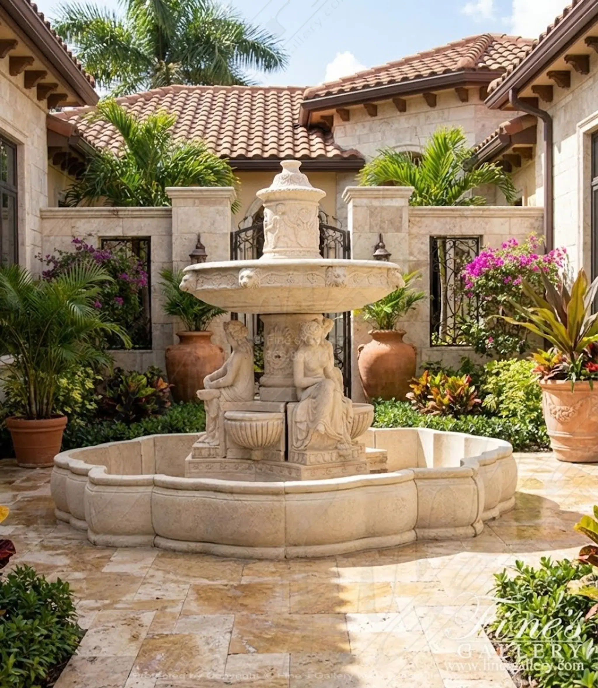 Grecian Ladies Fountain in Galala Marble